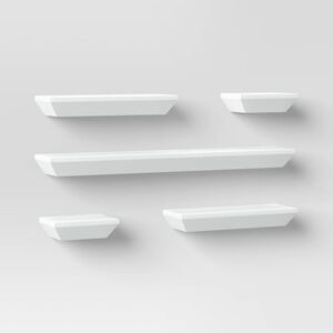 5pc Wedge Wall Shelves White Threshold No Assembly Modern Decor Set